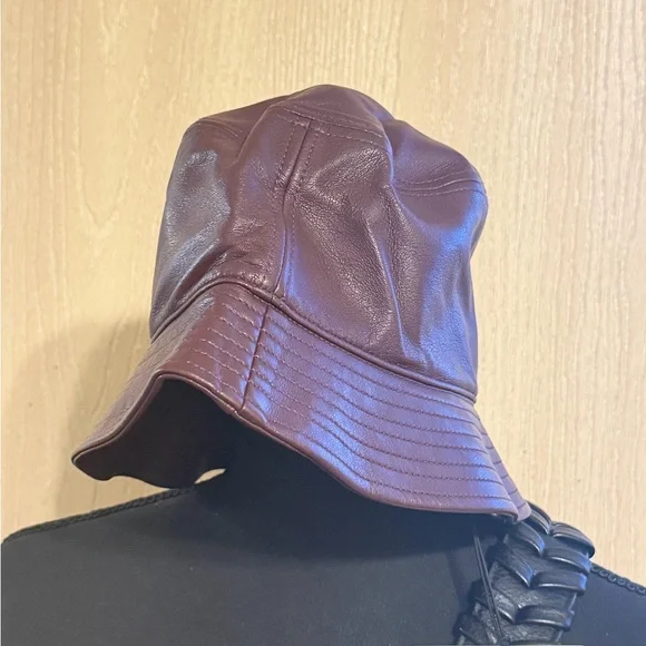Stand Studio Burgundy Leather Bucket Hat